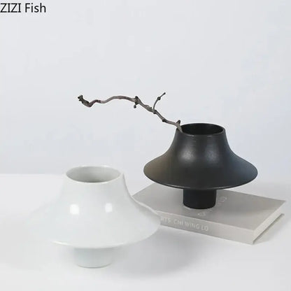 Modern black bell shaped ceramic vase desktop decor