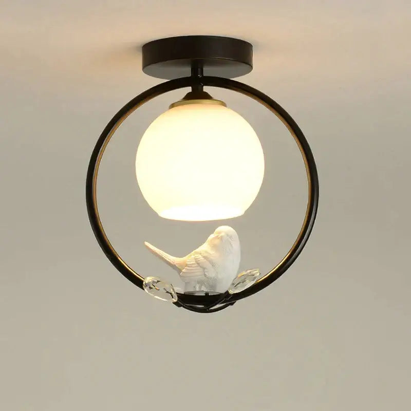 Modern black bird ceiling light fixture for corridor entrance