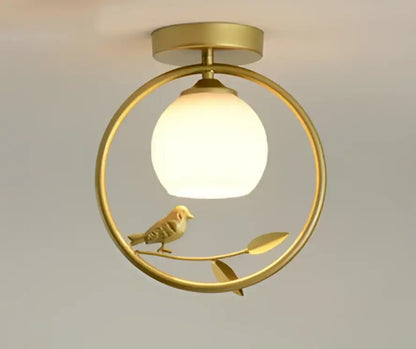 Modern black bird ceiling light fixture for corridor entrance