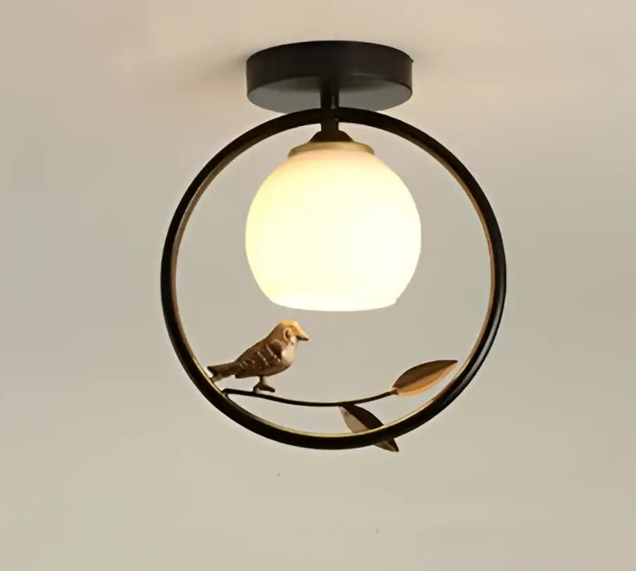 Modern black bird ceiling light fixture for corridor entrance