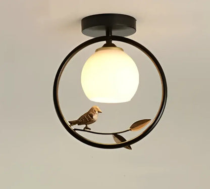 Modern black bird ceiling light fixture for corridor entrance
