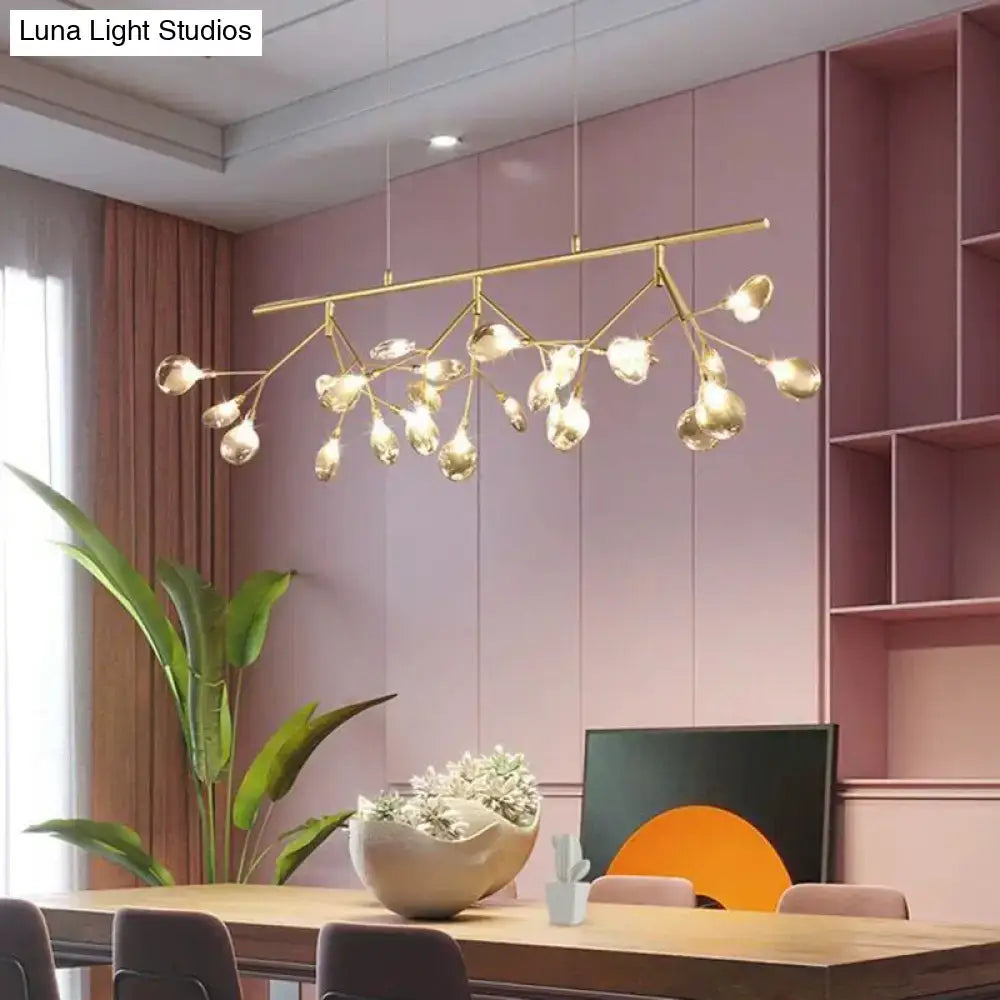 Modern black branching chandelier with frosted globes – dining room