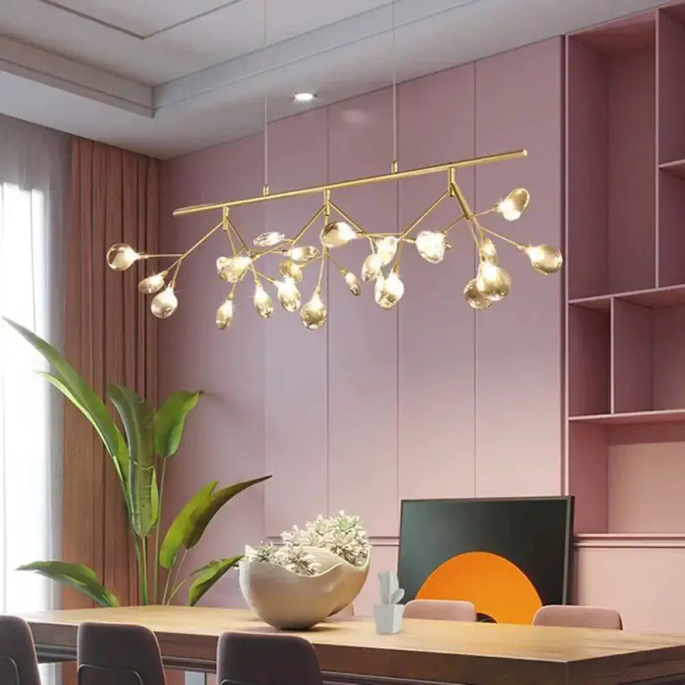 Modern black branching chandelier with frosted globes – dining room