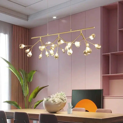Modern black branching chandelier with frosted globes – dining room