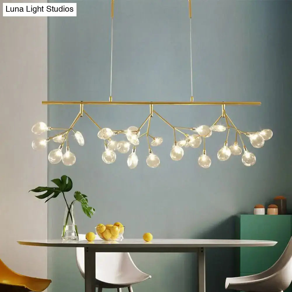 Modern black branching chandelier with frosted globes – dining room