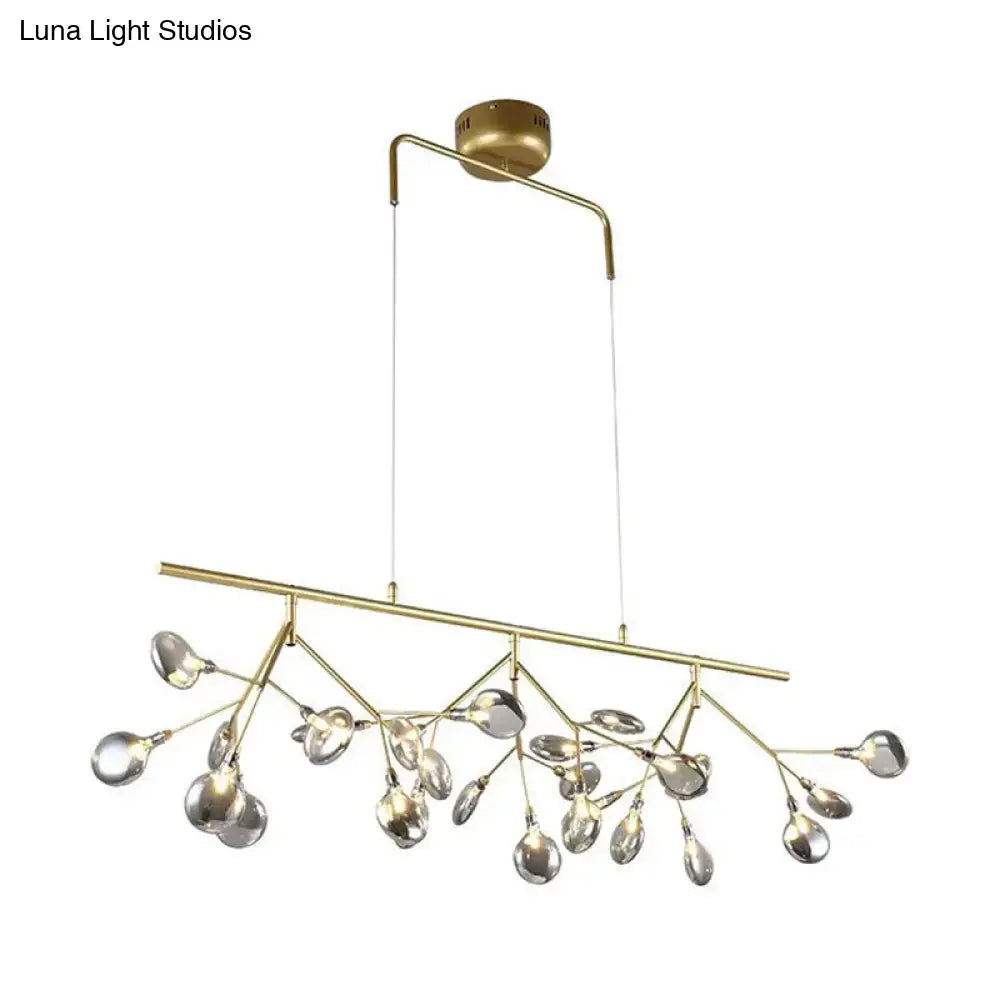 Modern black branching chandelier with frosted globes – dining room