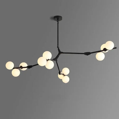 Modern black branching glass balls led pendant lights living room
