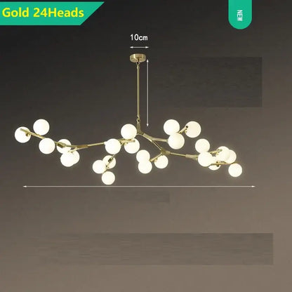 Modern black branching glass balls led pendant lights living room