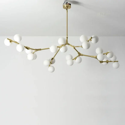 Modern black branching glass balls led pendant lights living room