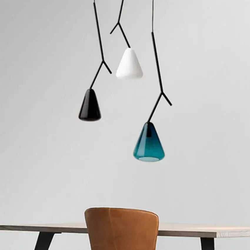 Modern black branching glass pendant lights dining room led