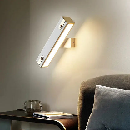 Modern black & brass adjustable led wall lamp bedroom sconce
