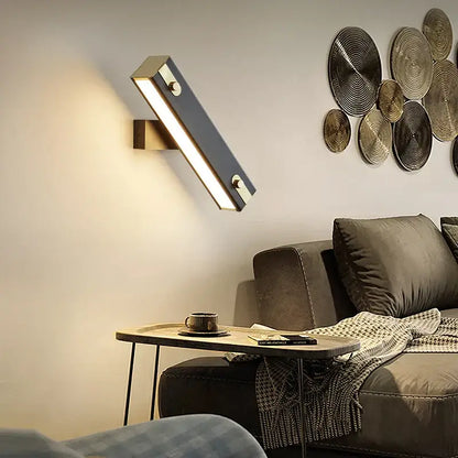 Modern black & brass adjustable led wall lamp bedroom sconce
