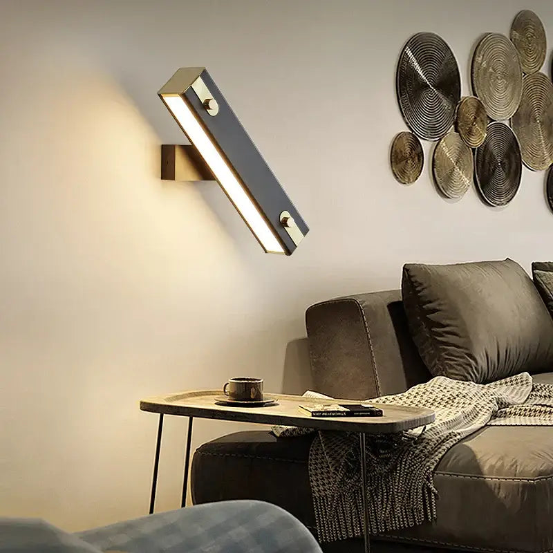 Modern black & brass adjustable led wall lamp bedroom sconce