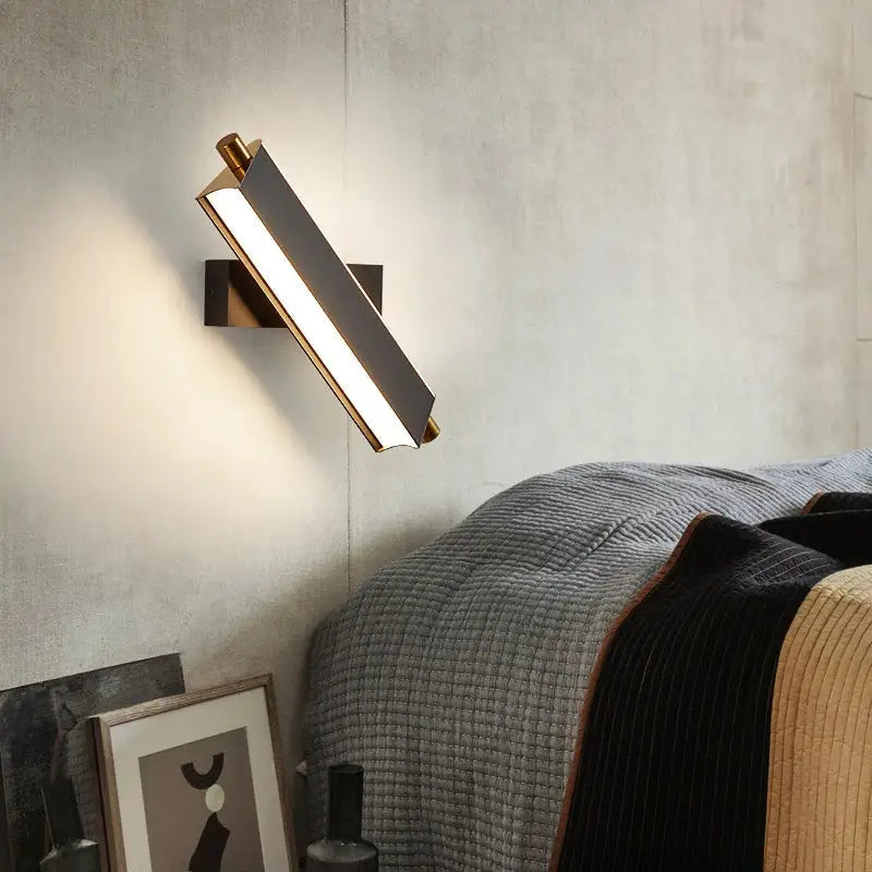 Modern black & brass adjustable led wall lamp bedroom sconce