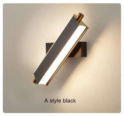 Modern black & brass adjustable led wall lamp bedroom sconce