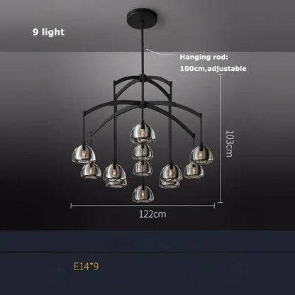 Modern black brass american series crystal led chandelier dining room