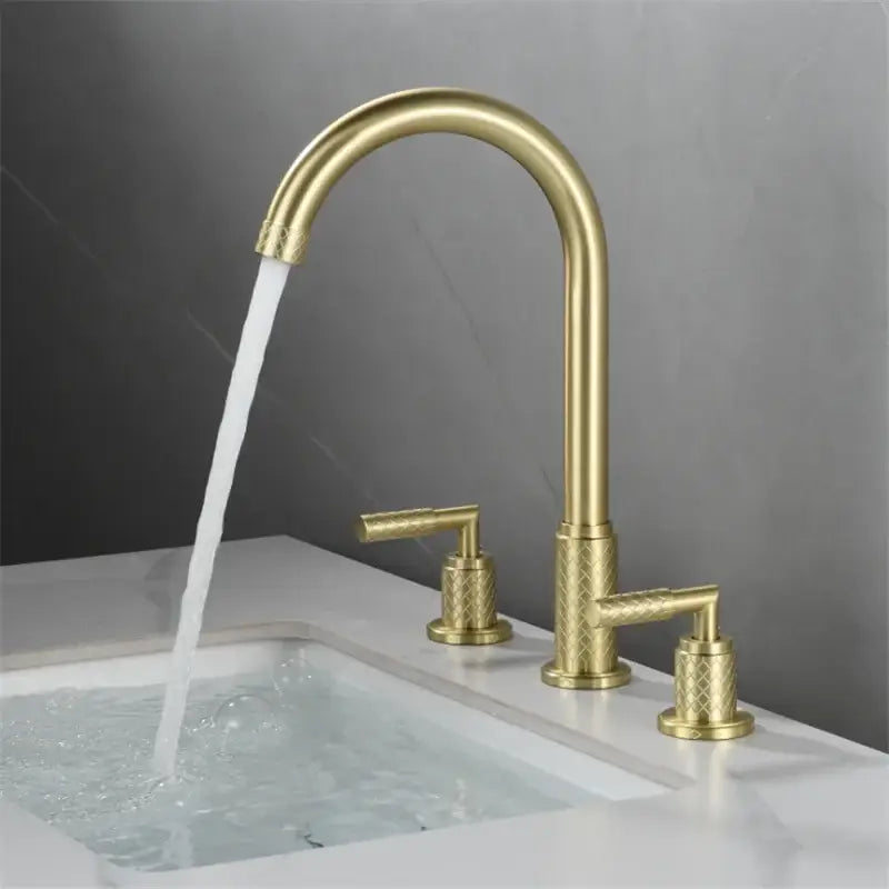 Modern black brass basin faucet waterfall bathroom tap with textured handles