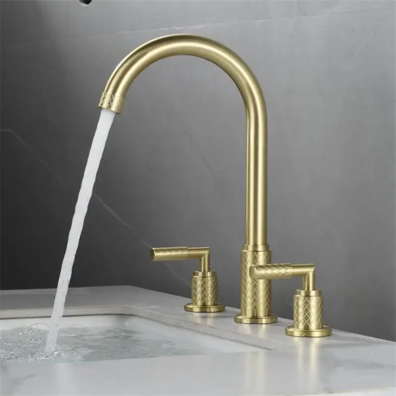 Modern black brass basin faucet waterfall bathroom tap with textured handles