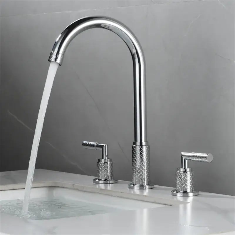 Modern black brass basin faucet waterfall bathroom tap with textured handles