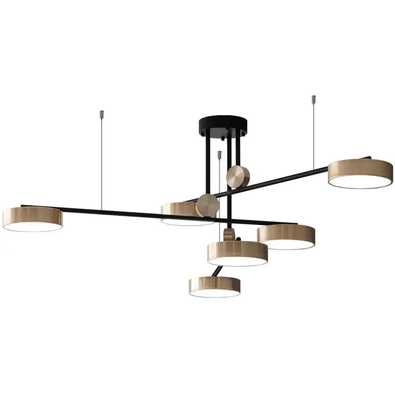 Modern black & brass circular pendant light dining room