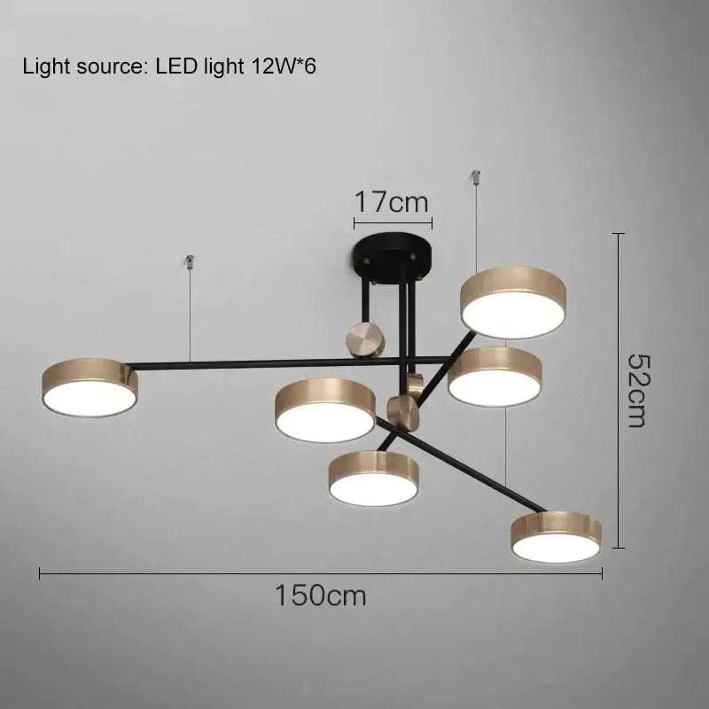 Modern black & brass circular pendant light dining room