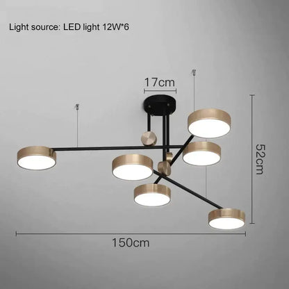 Modern black & brass circular pendant light dining room