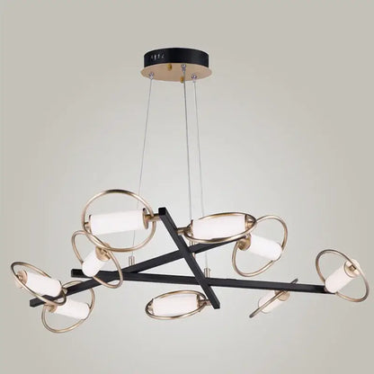 Modern black & brass circular ring led chandelier dining room light