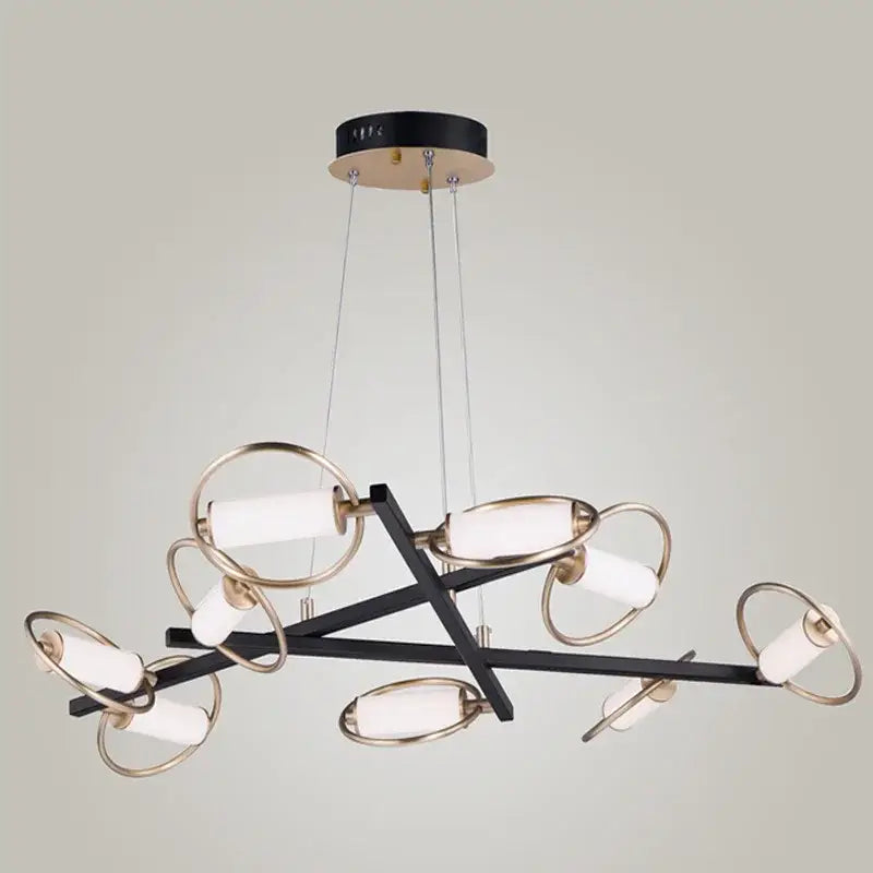 Modern black & brass circular ring led pendant light dining room