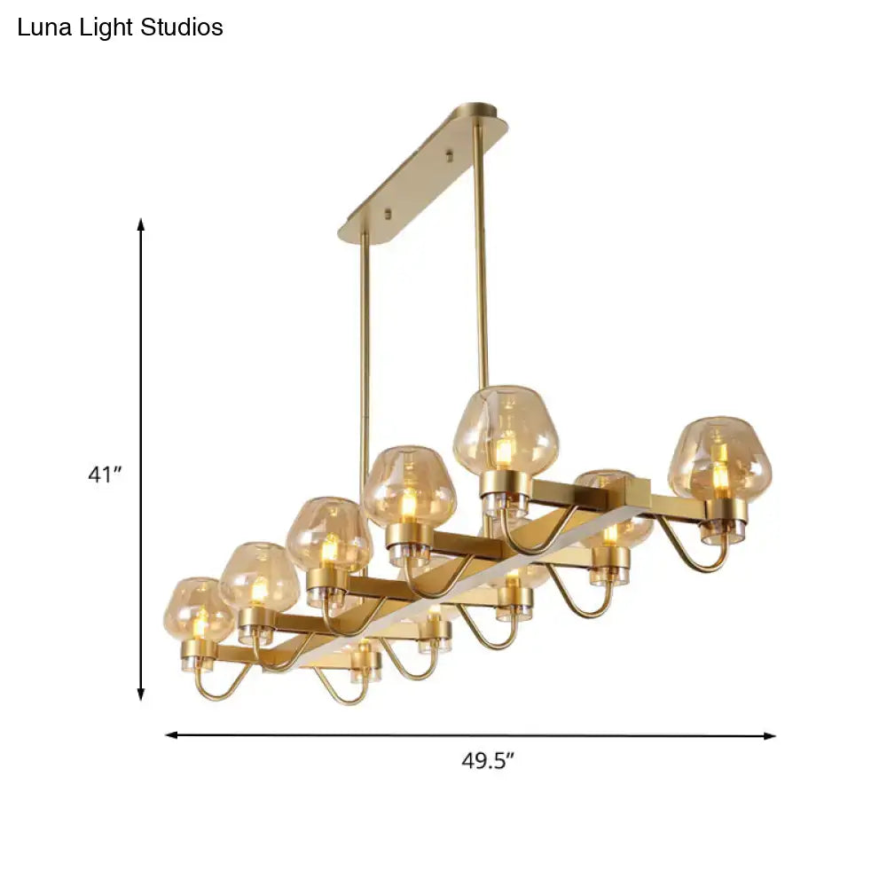 Modern black & brass contemporary island lamp clear amber smoke bedroom
