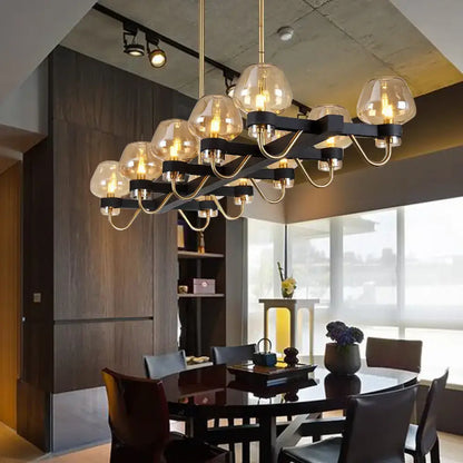 Modern black & brass contemporary island lamp clear amber smoke bedroom
