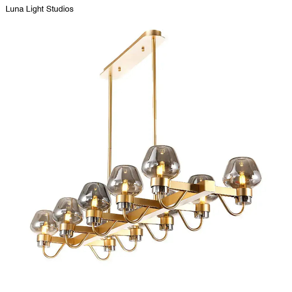 Modern black & brass contemporary island lamp clear amber smoke bedroom
