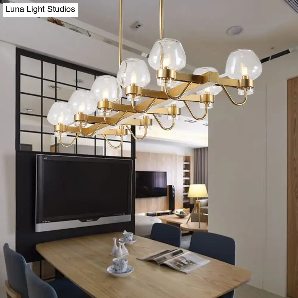 Modern black & brass contemporary island lamp clear amber smoke bedroom