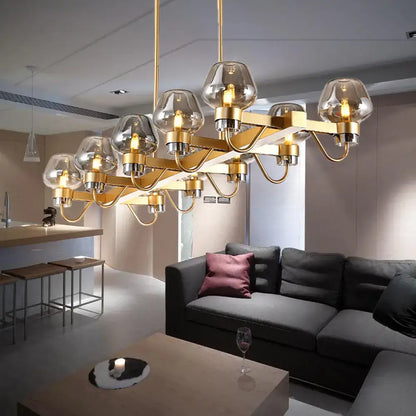 Modern black & brass contemporary island lamp clear amber smoke bedroom