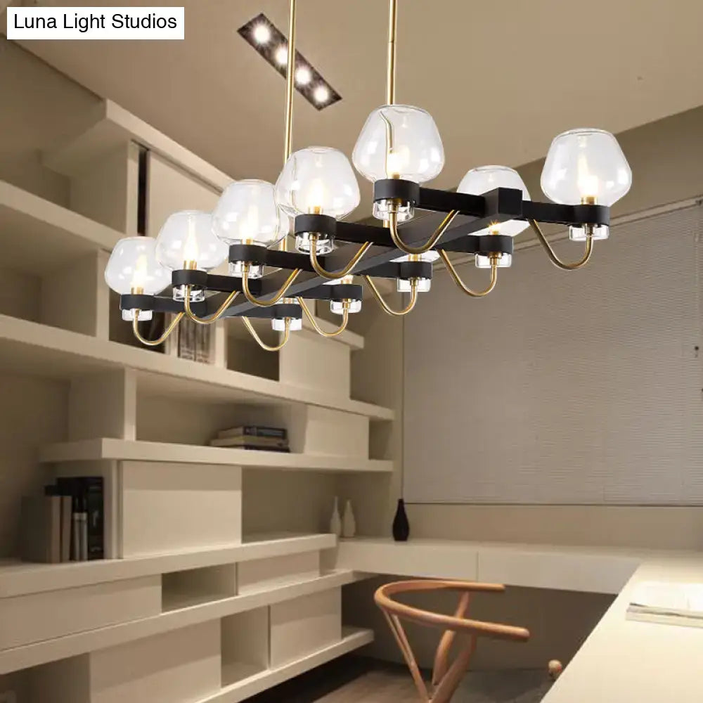 Modern black & brass contemporary island lamp clear amber smoke bedroom