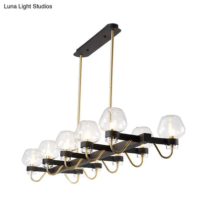 Modern black & brass contemporary island lamp clear amber smoke bedroom