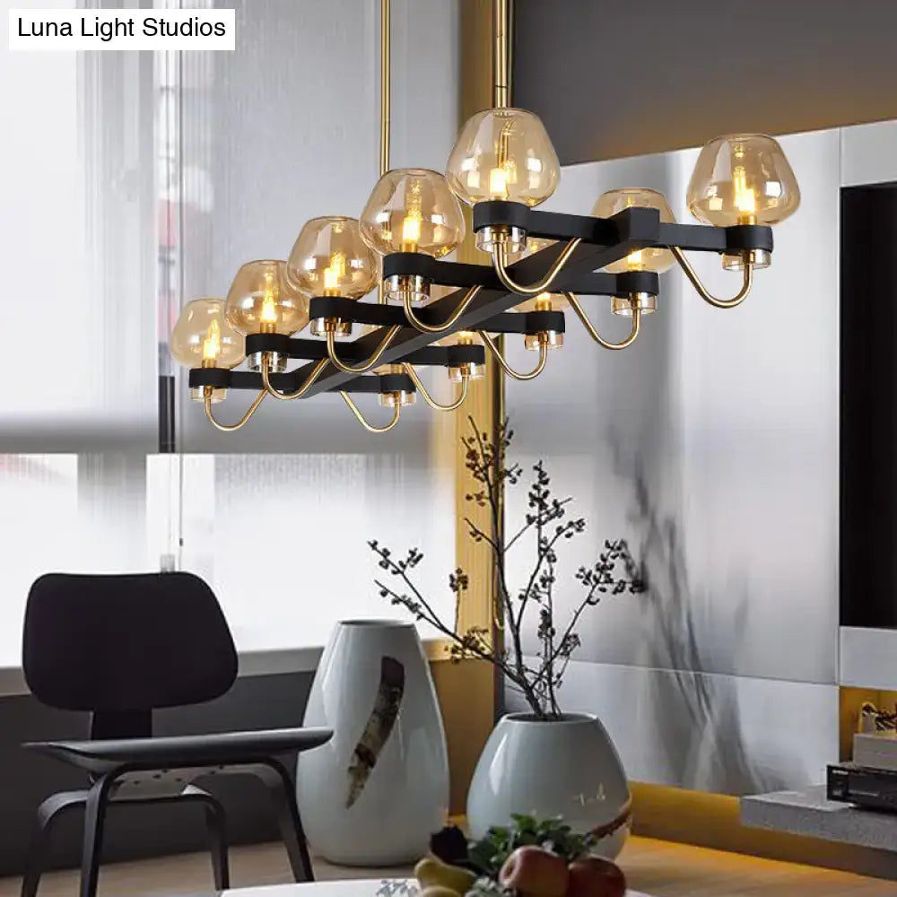 Modern black & brass contemporary island lamp clear amber smoke bedroom