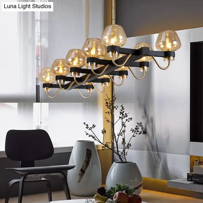 Modern black & brass contemporary island lamp clear amber smoke bedroom