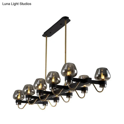 Modern black & brass contemporary island lamp clear amber smoke bedroom
