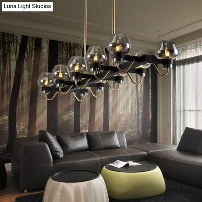 Modern black & brass contemporary island lamp clear amber smoke bedroom