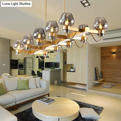 Modern black & brass contemporary island lamp clear amber smoke bedroom