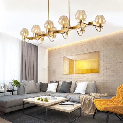 Modern black & brass contemporary island lamp clear amber smoke bedroom
