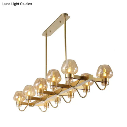 Modern black & brass contemporary island lamp clear amber smoke bedroom