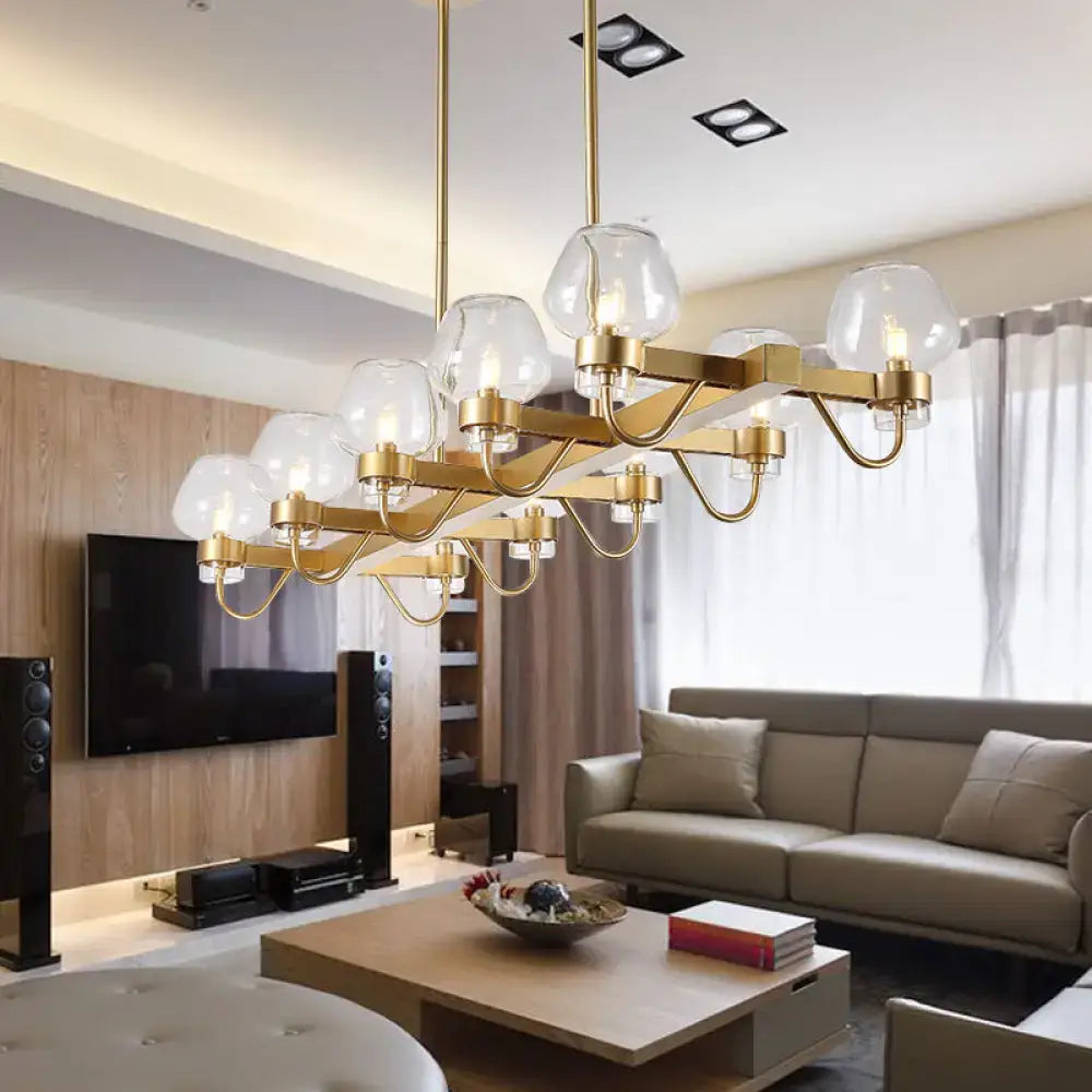 Modern black & brass contemporary island lamp clear amber smoke bedroom