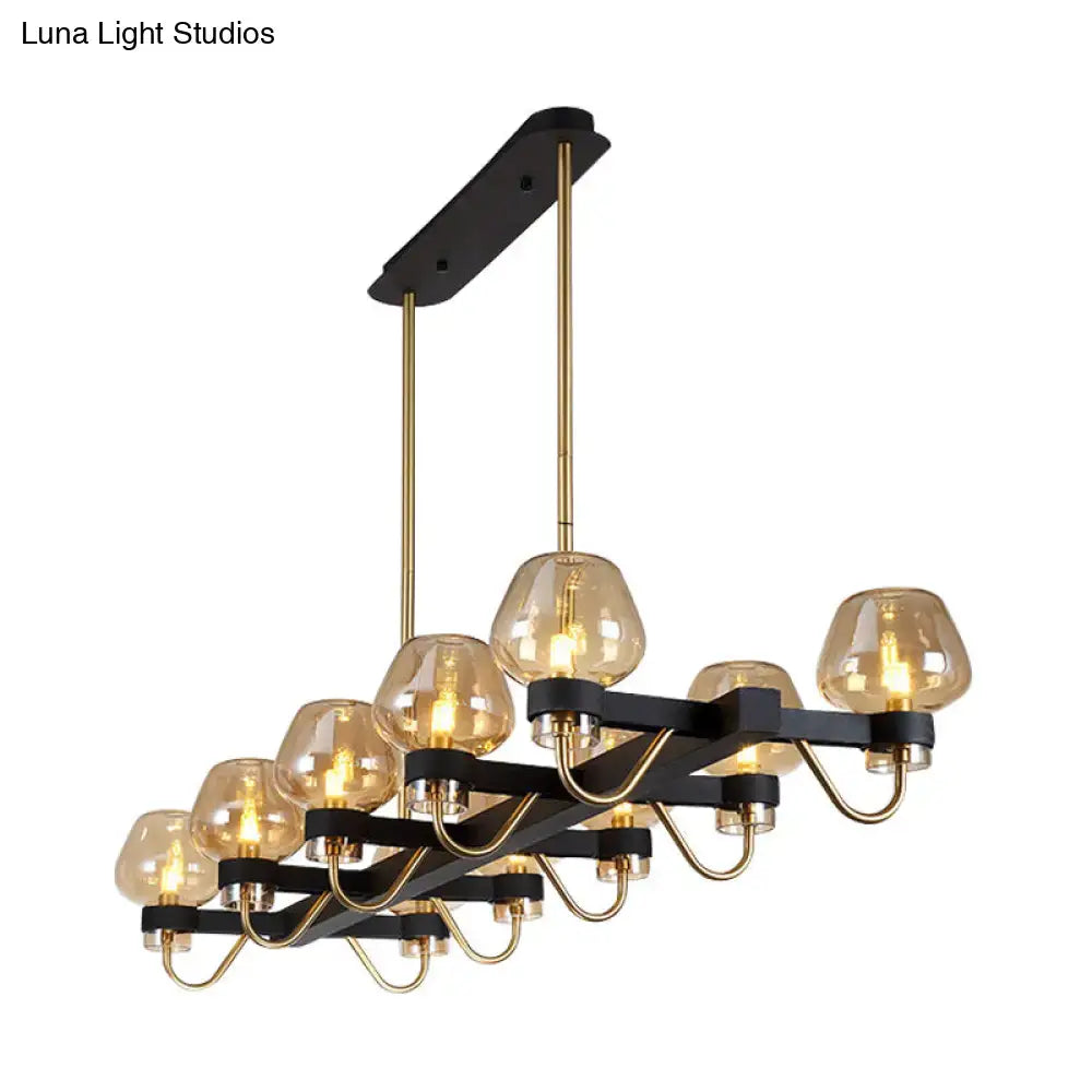 Modern black & brass contemporary island lamp clear amber smoke bedroom