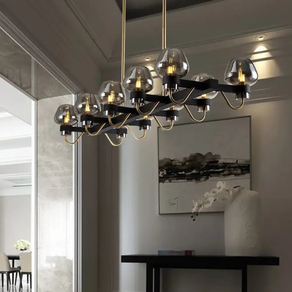 Modern black & brass contemporary island lamp clear amber smoke bedroom