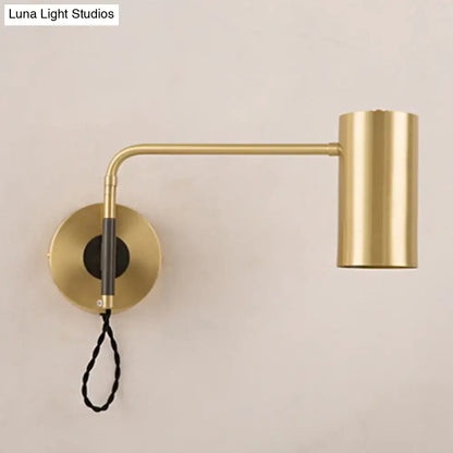 Modern black & brass curved arm wall lamp bedroom lighting