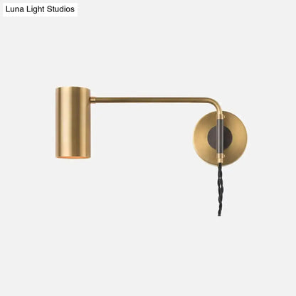 Modern black & brass curved arm wall lamp bedroom lighting