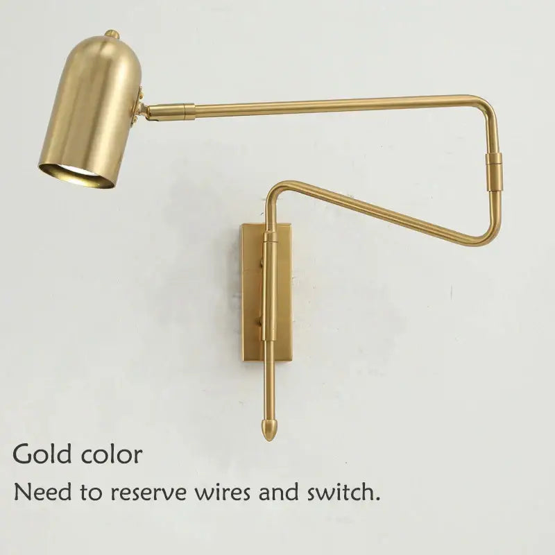 Modern black & brass adjustable long-arm wall lamp bedroom