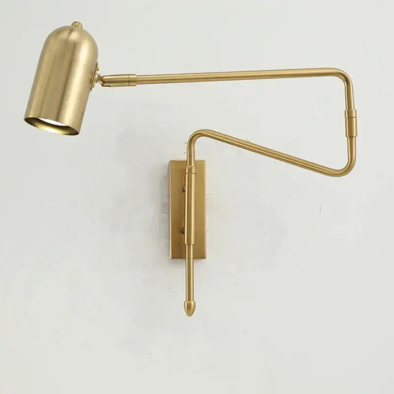 Modern black & brass adjustable long-arm wall lamp bedroom
