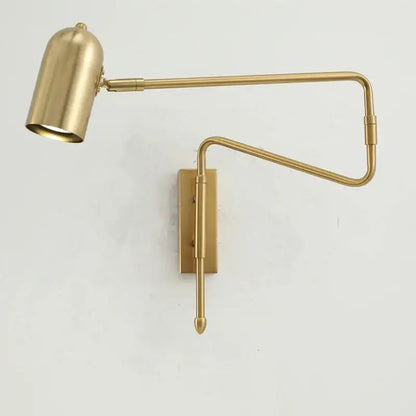 Modern black & brass adjustable long-arm wall lamp bedroom
